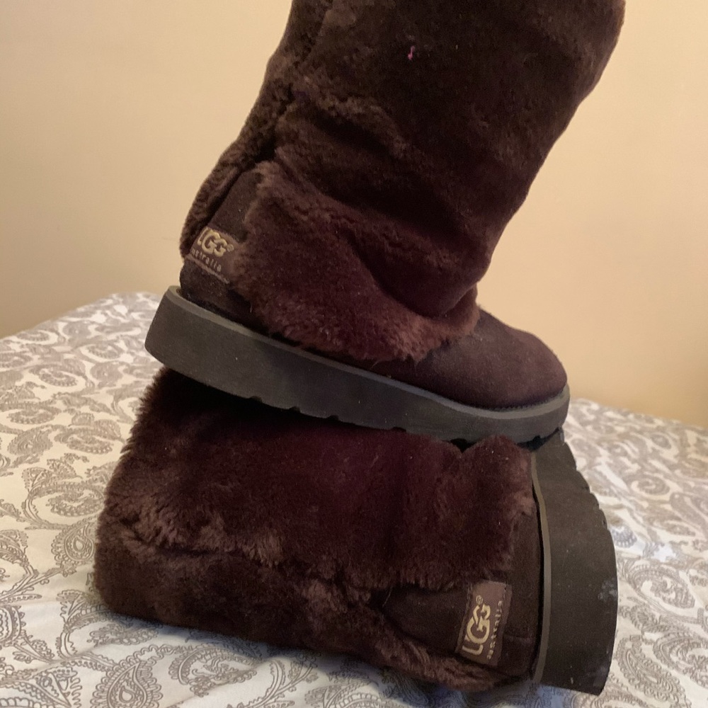Chocolate Brown Suede and Fur Ugg Boots